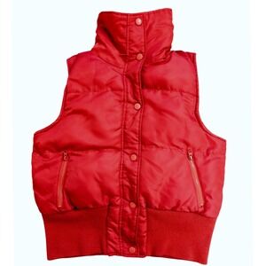 Apollo Jeans Outerwear 80's 90's Red Puffer Vest Full Zip Collar Size L